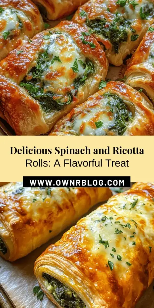 Indulge in the delightful flavors of Spinach and Ricotta Rolls! This easy-to-follow recipe combines creamy ricotta cheese and fresh spinach, all wrapped in flaky puff pastry. Perfect as an appetizer or a main course, these rolls are not only delicious but also packed with nutrients. Elevate your meals with this versatile dish that impresses at any gathering. Discover the joy of cooking and enjoy each bite! #SpinachAndRicotta #SavoryRolls #HealthyRecipes #PuffPastry #VegetarianEats #CookingJoy