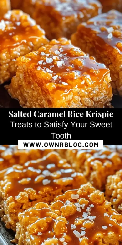 Indulge in a delicious twist on a classic with Salted Caramel Rice Krispie Treats! This easy recipe combines gooey marshmallows, crispy Rice Krispies, and rich salted caramel for a sweet and salty flavor explosion. Perfect for parties or a cozy movie night, these treats are sure to impress. Learn how to make them step-by-step and enjoy this gourmet take on a childhood favorite! #RiceKrispieTreats #SaltedCaramel #DessertIdeas #SweetAndSalty #BakingFun