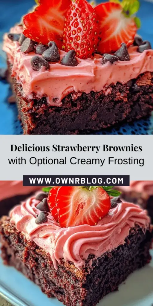 Satisfy your sweet cravings with these delectable Strawberry Brownies featuring a rich chocolate base and fresh strawberries! This recipe not only offers a fudgy texture but also includes an optional creamy frosting for an extra indulgence. Perfect for any occasion, these brownies are a visual treat too. Follow our step-by-step guide to create a dessert that will impress all your guests. Enjoy baking! #StrawberryBrownies #DessertRecipe #Baking #Chocolate #Yummy #CookingWithKids #SweetTreats