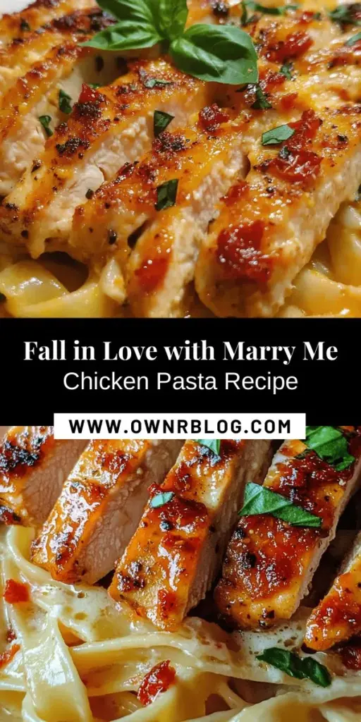 Discover the magic of Marry Me Chicken Pasta, a dish that brings romance and comfort to the dinner table. With tender chicken, creamy sauce, and fettuccine, this recipe is sure to impress. Perfect for a cozy night in or a festive gathering, it embodies the essence of love and connection. Elevate your cooking with this delicious culinary love story! #MarryMeChicken #PastaRecipe #ComfortFood #DinnerIdeas #FoodLovers #RomanticDinner #YummyRecipes #CookingAtHome