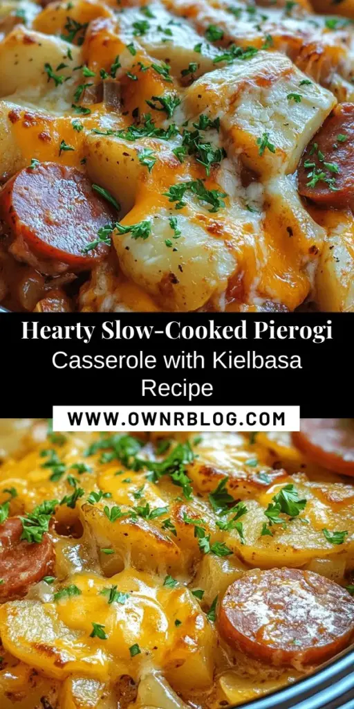 Warm your heart and home with this delicious Slow-Cooked Pierogi Casserole with Kielbasa! Combining cheesy pierogies, savory kielbasa, and tangy sauerkraut in a creamy sauce, this dish is perfect for family dinners or cozy nights in. Effortlessly made in a slow cooker, it offers rich flavors and comforting textures that everyone will love. Ready to impress at potlucks or simply enjoy throughout the week! #ComfortFood #Pierogi #Kielbasa #SlowCooker #FamilyRecipes #EasternEuropeanCuisine