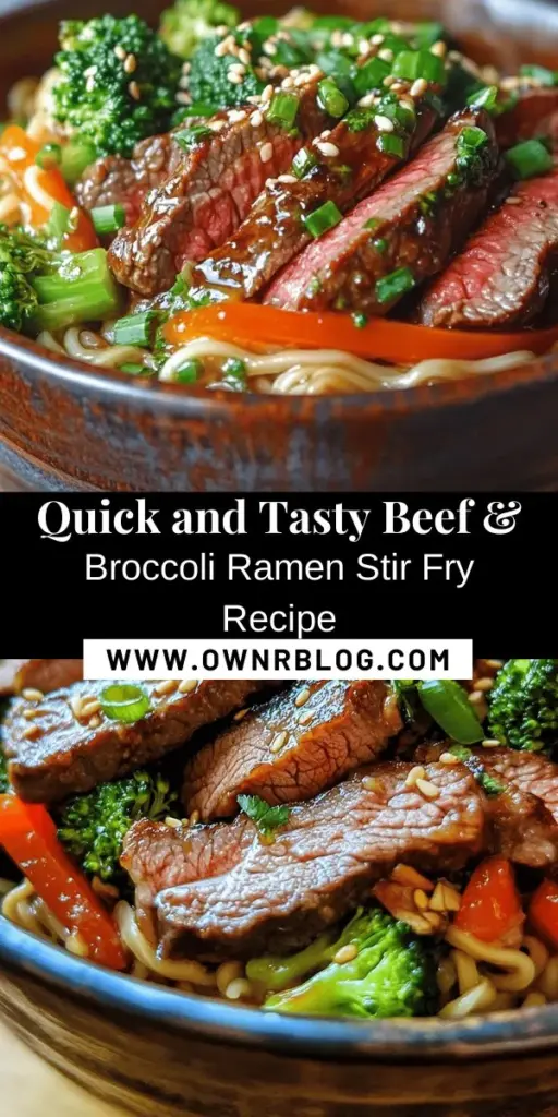 Discover the ultimate comfort food with this delicious Beef & Broccoli Ramen Stir Fry! This quick recipe combines tender beef, crisp broccoli, and savory ramen noodles for a delightful Asian-inspired dish. Packed with flavor and nutrition, it’s perfect for busy weeknights and family dinners. Customize it with your favorite proteins or veggies for a personal touch. Dive into a satisfying meal that’s easy to make and impossible to resist! #RamenStirFry #BeefAndBroccoli #AsianCuisine #QuickMeals #ComfortFood #HomeCooking #HealthyRecipes