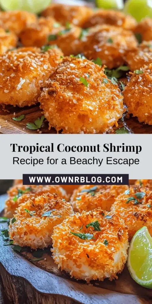 Escape to the tropics with this delicious Tropical Paradise Coconut Shrimp recipe! With succulent shrimp coated in a crispy coconut and panko crust, every bite is a taste of sunshine and sandy beaches. Perfect as an appetizer or a main dish, it's sure to impress your guests. Plus, find helpful tips for marinating, breading, and frying to achieve that perfect crunch! Bring the beach to your kitchen today! #CoconutShrimp #TropicalRecipes #SeafoodLovers #CookingAtHome #FoodieFun #Yummy