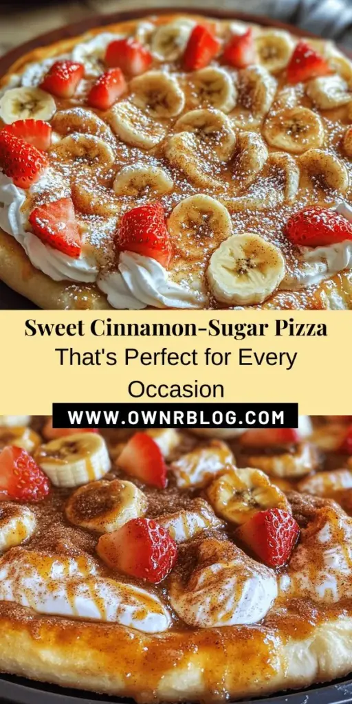 Indulge in a sweet twist on pizza with our Cinnamon-Sugar Delight Pizza recipe! This easy dessert combines flaky crescent dough with a warm cinnamon-sugar topping and a creamy cream cheese finish, making it perfect for any occasion. Whether it's a family dinner or a festive gathering, this treat will dazzle your guests. Get creative with toppings like fresh fruit and chocolate drizzle! #DessertPizza #CinnamonTreats #SweetIndulgence #EasyRecipes #BakingFun