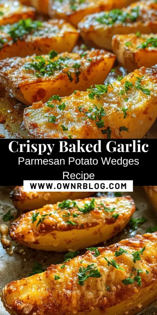 Discover the tantalizing taste of baked garlic Parmesan potato wedges! This healthy take on a classic comfort food delivers a crispy exterior and fluffy interior, making it the perfect side dish for any meal. With just a handful of ingredients like russet potatoes, olive oil, and Parmesan cheese, these wedges are easy to prepare and packed with flavor. A must-try for your next family dinner or gathering! #HealthyEating #ComfortFood #PotatoWedges #EasyRecipes