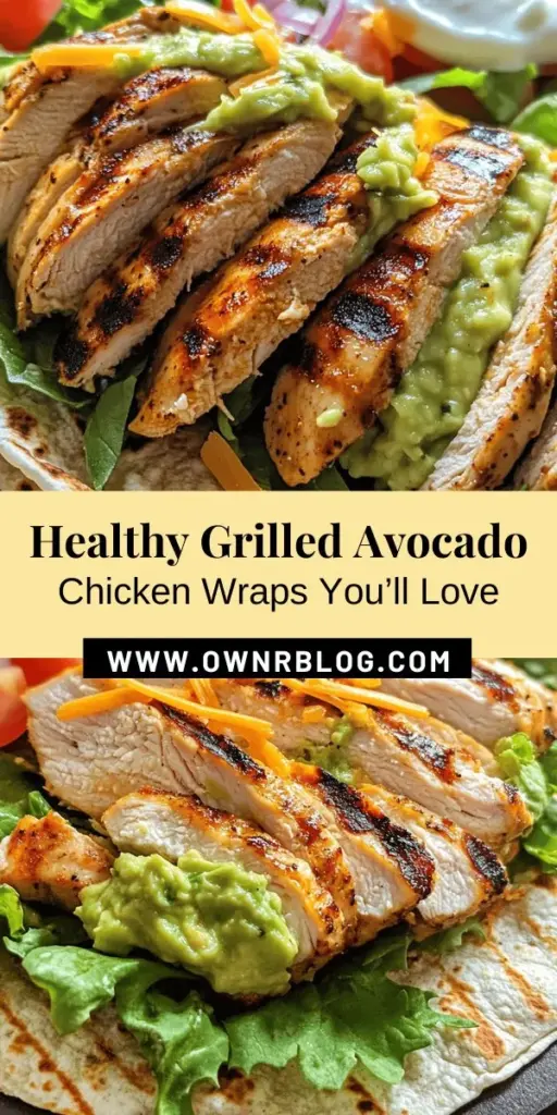 Discover the delicious world of Grilled Avocado Chicken Wraps, where juicy grilled chicken meets creamy avocado, all wrapped in a wholesome tortilla. This recipe brings together healthy ingredients like lean protein and nutrient-dense avocados for a meal that’s not only satisfying but packed with flavor. Perfect for any occasion, these wraps are a great option for lunch, dinner, or picnics. Enjoy a nourishing meal today! #HealthyEating #Wraps #Avocado #ChickenWraps #MealPrep #HealthyRecipes