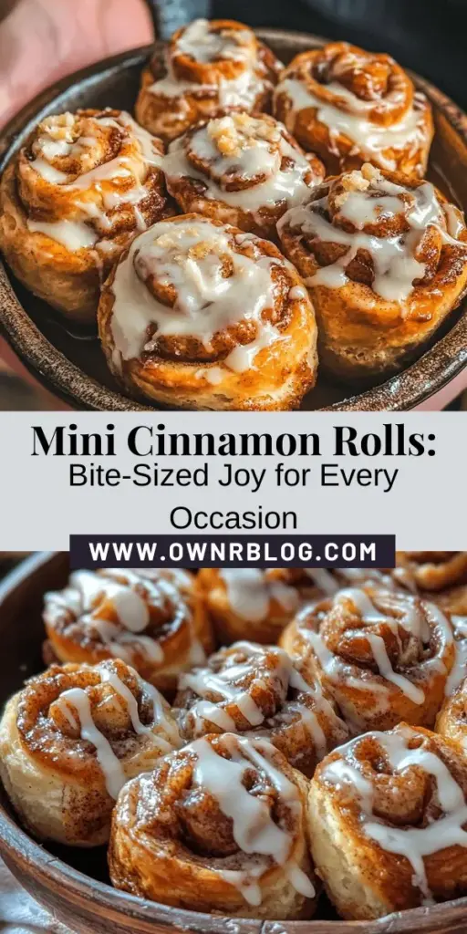 Discover the joy of baking with our Mini Delightful Cinnamon Rolls recipe! These bite-sized treats are perfect for any occasion, from brunch to cozy evenings at home. Fluffy, sweet, and easy to make, each roll is filled with cinnamon and brown sugar goodness, topped off with a simple icing. Whether you're entertaining or just treating yourself, these mini rolls are sure to impress. Try them today! #CinnamonRolls #Baking #SweetTreats #MiniDesserts #HomemadeGoodness #ComfortFood #BrunchIdeas