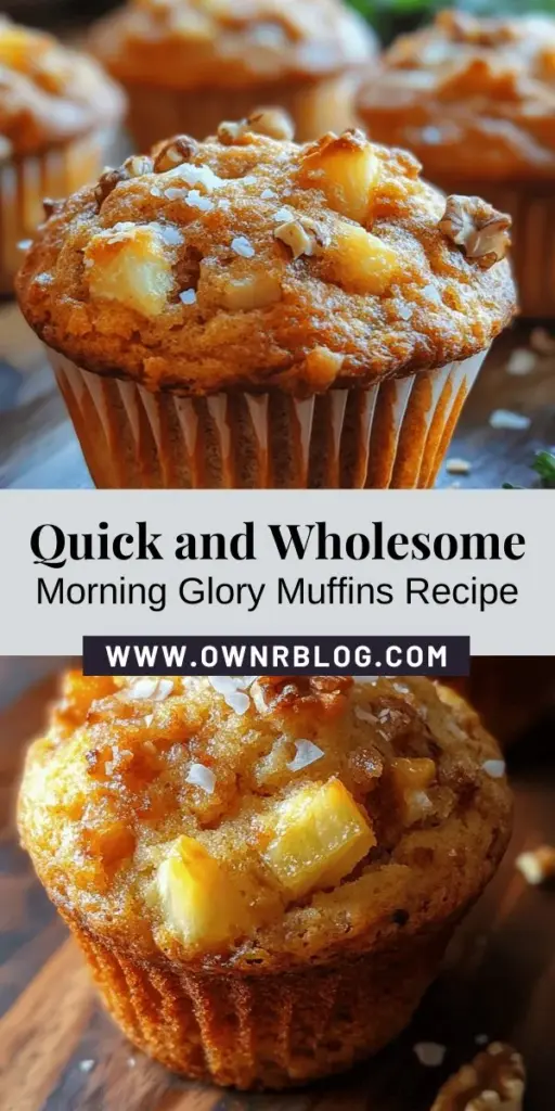 Start your day with a burst of flavor and nutrition by making Morning Glory Muffins in a flash! These wholesome muffins blend carrots, pineapple, nuts, and oats for a satisfying breakfast or snack. Quick and easy to prepare in under an hour, they pack essential vitamins and healthy fats to fuel your morning. Try them fresh or store for later – perfect for busy schedules! #MorningGloryMuffins #HealthyBreakfast #QuickRecipes #NutritiousSnacks #BakingJoy #MealPrepIdeas