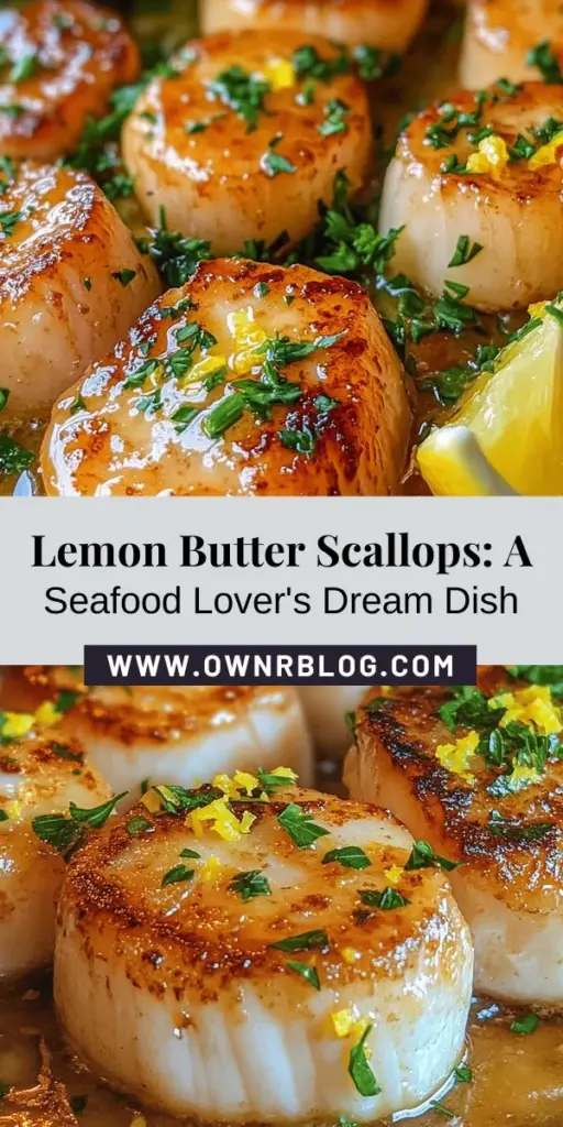 Discover the delightful world of lemon butter scallops, a simple yet elegant seafood dish perfect for any occasion. With fresh sea scallops seared to perfection and bathed in a rich lemon-butter sauce, this recipe highlights the natural sweetness of scallops while bringing vibrancy from lemon and garlic. Perfect for both weeknight dinners and special gatherings. Treat your taste buds and impress your guests! #LemonButterScallops #SeafoodDelight #CookingInspiration #GourmetDinner #Foodie #CulinaryExperience