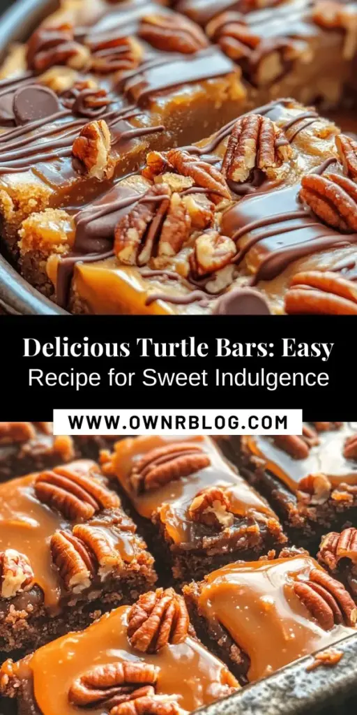 Indulge in the sweetness of homemade turtle bars, a delightful dessert that combines chocolate, caramel, and crunchy nuts for a perfect treat! With simple ingredients and easy steps, anyone can create these decadent bars that are sure to impress. Customize them with your favorite nuts or a sprinkle of sea salt for an extra flavor boost. Ideal for gatherings or a cozy night in, these bars are a crowd-pleaser that brings nostalgia and joy. #TurtleBars #DessertRecipes #BakingLove #SweetTooth #ChocolateLovers #HomemadeTreats