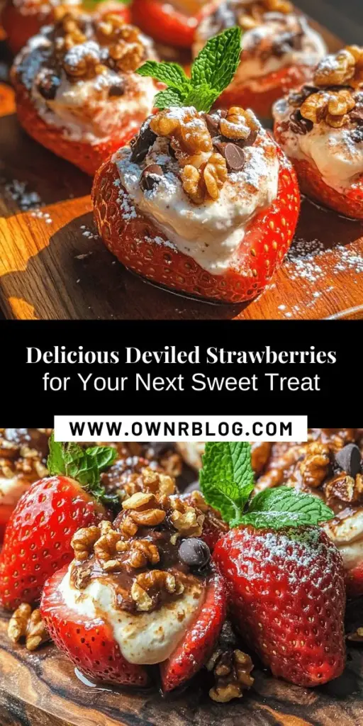 Elevate your dessert game with deviled strawberries! This innovative treat blends fresh strawberries with a creamy filling for a delightful twist on a classic dessert. Perfect for parties, picnics, or a sweet indulgence, these bite-sized beauties are not only visually stunning but bursting with flavor. Experiment with toppings and variations to make them uniquely yours. Get ready to impress your guests! #DeviledStrawberries #DessertRecipes #SweetTreats #Foodie #BakingFun #Yummy #FreshFruit