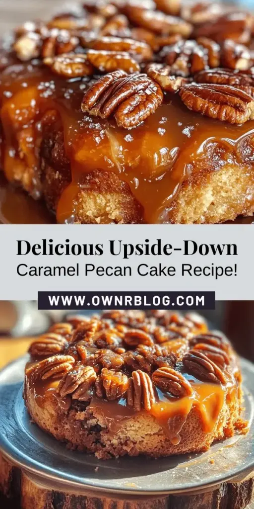 Indulge in the delightful sweetness of Upside-Down Caramel Pecan Cake! This gorgeous dessert features a rich, buttery caramel topping adorned with crunchy pecans, all resting on a moist and fluffy cake. Perfect for any occasion, its easy preparation will impress your guests without overwhelming you. Let the anticipation build as you flip it to reveal a stunning treat. Get ready to enjoy this heavenly combination of flavors! #Baking #Dessert #PecanCake #UpsideDownCake #CaramelDelight