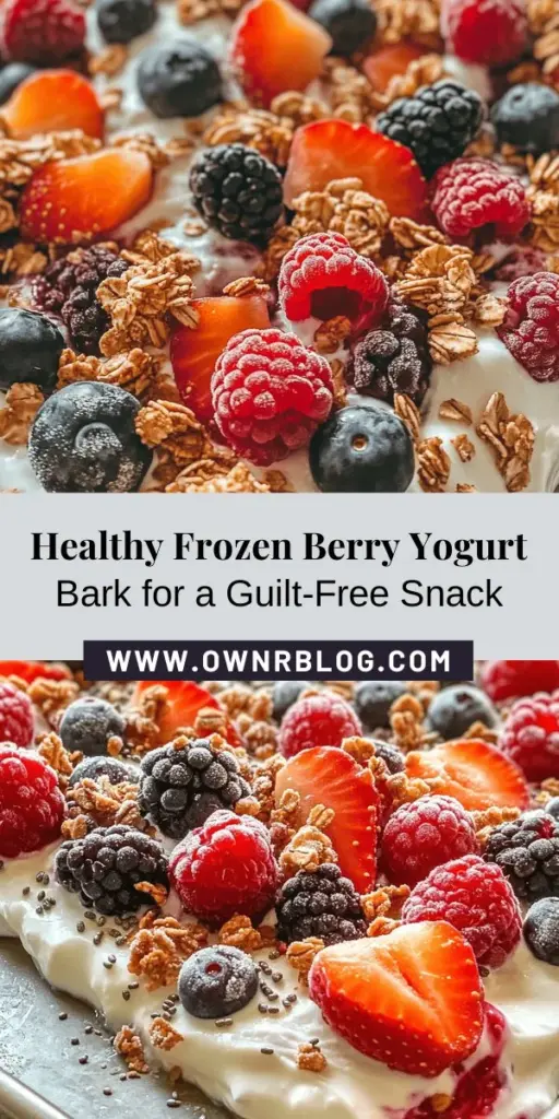 Discover the perfect guilt-free treat with this refreshing Frozen Berry Yogurt Bark recipe! Combining creamy Greek yogurt with vibrant mixed berries, it's an easy and nutritious snack ideal for summer days, post-workout cravings, or satisfying your sweet tooth. Customize with your favorite fruits and toppings for a delicious twist. Enjoy a burst of flavor and health in each bite! #YogurtBark #HealthySnacks #FrozenTreats #BerryDelight #HomemadeDesserts