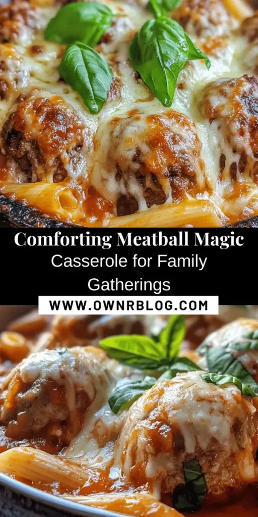 Discover the heartwarming warmth of Meatball Magic Casserole, a family favorite that's perfect for any occasion. This delicious dish combines juicy meatballs, tender pasta, and savory marinara to create a cozy meal everyone will love. Easy to prepare, you can customize it with your favorite ingredients for a taste that’s uniquely yours. Gather your loved ones and enjoy a comforting dinner that brings memories to life! #CasseroleRecipes #ComfortFood #FamilyDinner #Meatballs #EasyDinner #HomeCooking #MealPrep #FoodLove