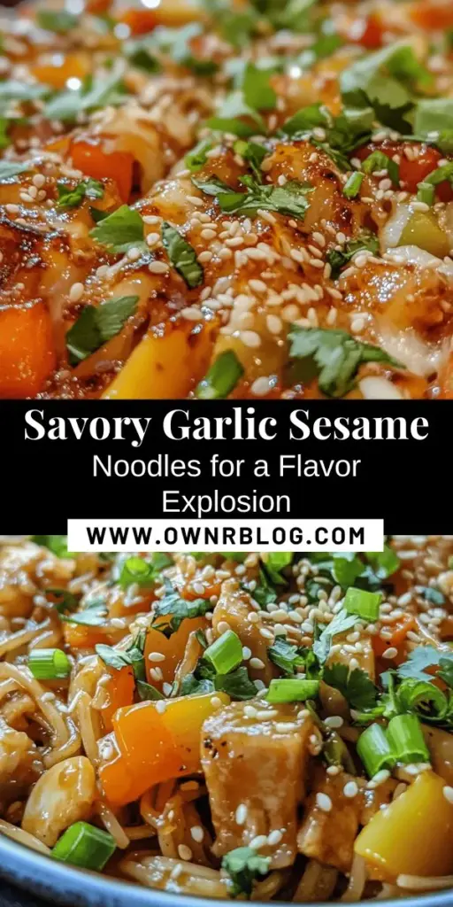 Discover the deliciousness of Savory Garlic Sesame Noodles, a quick and flavorful meal perfect for any occasion. This easy recipe combines the nutty taste of sesame oil with the robust flavor of garlic, customizable with your favorite noodles and veggies. Ideal for both beginners and seasoned cooks, this dish promises a mouthwatering experience with every bite. Elevate your dinner plans and impress your friends! #GarlicNoodles #QuickMeals #ComfortFood #NoodleRecipes #EasyDinner