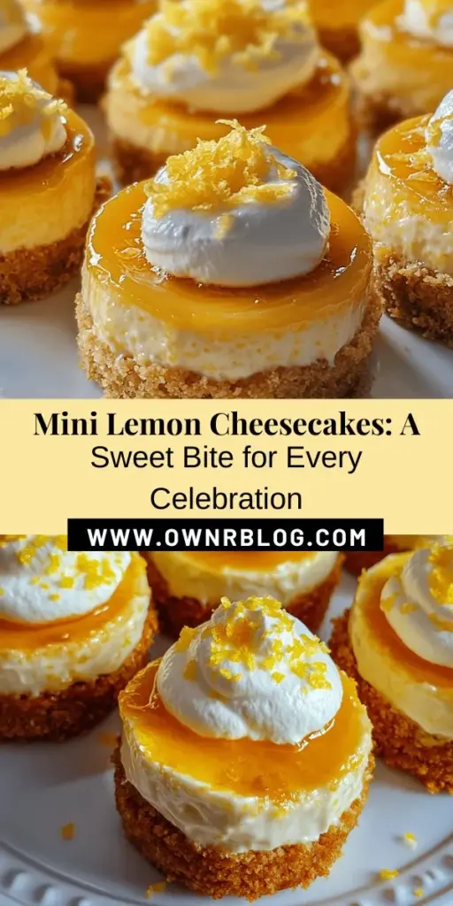 Discover the joy of mini lemon cheesecakes, a perfect treat for any gathering! These delightful desserts combine a creamy, tangy filling with a crunchy graham cracker crust, making them a crowd favorite. Easy to prepare and serve, they allow guests to enjoy multiple flavors without the guilt of overindulgence. Check out this article for a step-by-step guide, tips on perfecting your cheesecakes, and creative serving ideas! #MiniCheesecakes #LemonDesserts #BakingTips #DessertIdeas