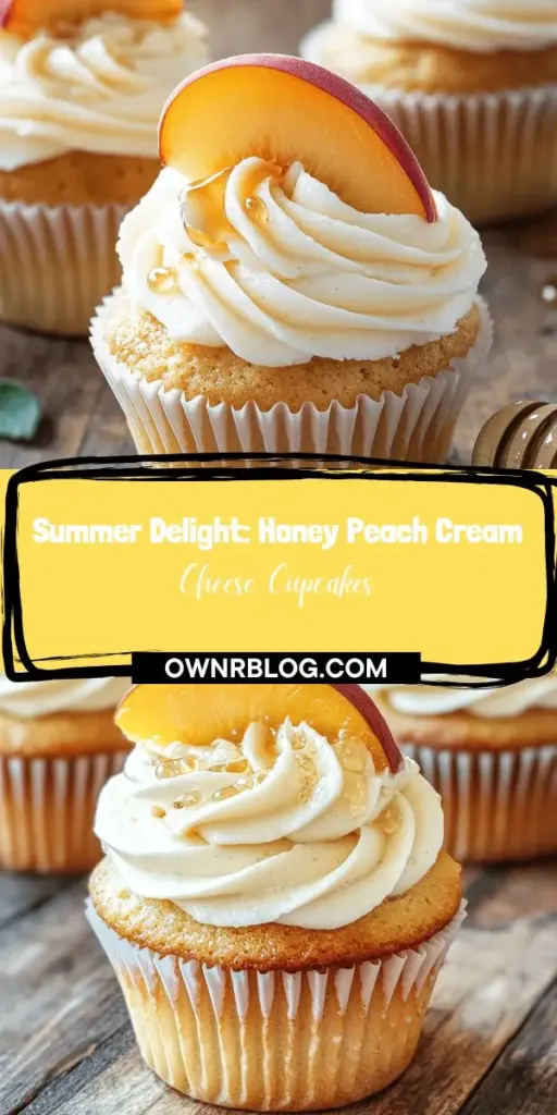 Indulge in the delightful taste of summer with Honey Peach Cream Cheese Cupcakes! These moist, fluffy treats are bursting with fresh peach flavor and topped with a rich cream cheese frosting that perfectly balances their sweetness. Perfect for picnics, barbecues, or any warm-weather gathering, these cupcakes are sure to impress. Get ready to create sweet memories in the kitchen! #CupcakeRecipe #PeachDessert #Baking #SummerTreats #HomemadeGoodness #CreamCheeseFrosting