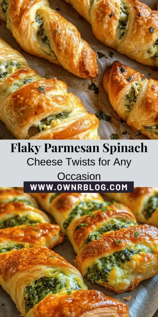 Indulge in these Flaky Parmesan and Spinach Cheese Twists—a mouthwatering appetizer that combines savory cheese and fresh spinach wrapped in flaky puff pastry. Perfect for parties or cozy nights in, these twists are easy to make and sure to impress! With rich Parmesan, creamy filling, and a delightful crunch, they’re a delicious hit at any gathering. Try them with your favorite dip for an extra flavor boost! #Appetizers #CheeseTwists #PuffPastry #Cooking #PartyFood #SnackIdeas