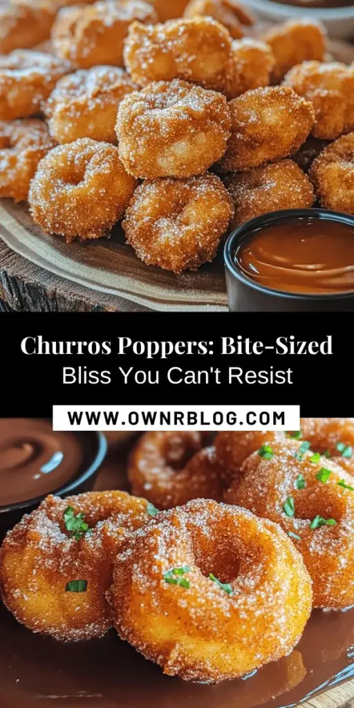 Experience a delightful twist on a classic dessert with these churros poppers! These bite-sized treats capture the traditional crispy exterior and soft interior we all love, but with a modern, shareable twist. Perfect for any occasion, churros poppers are versatile and can be paired with a variety of dipping sauces like chocolate or caramel. Get ready to impress your friends and family with this fun and delicious treat! #ChurrosPoppers #Dessert #Baking #SweetTreats #CookingAtHome #SnackIdeas #HomemadeGoodness