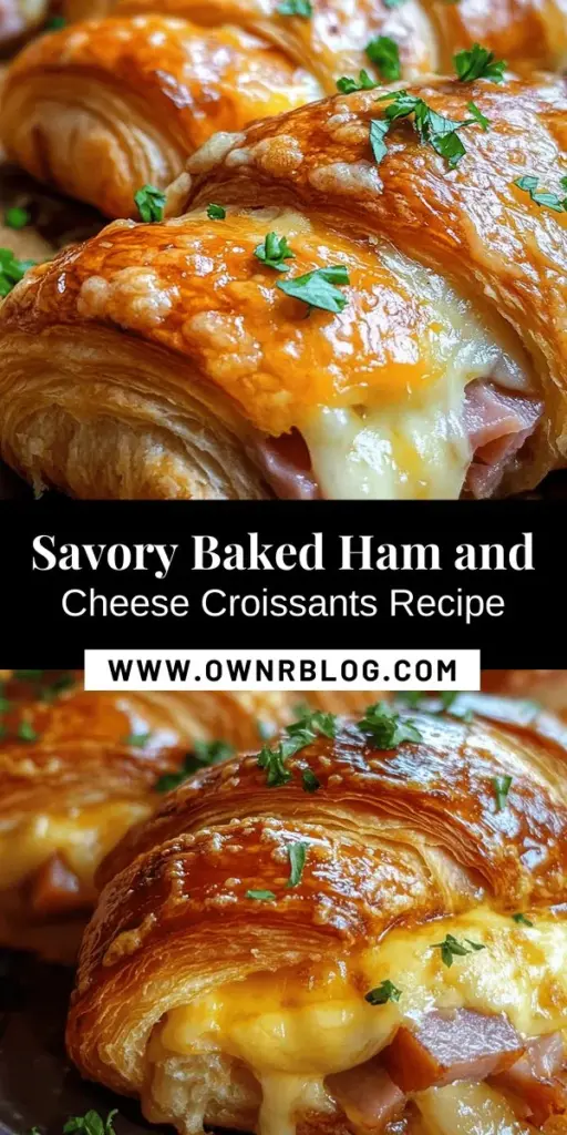 Indulge in the flaky goodness of Baked Ham and Cheese Croissants! These delightful pastries are perfect for breakfast, brunch, or a savory snack. With just a few simple ingredients like buttery croissants, flavorful ham, and melty cheese, you can create a dish that feels fancy without hours in the kitchen. Easy to assemble and bake, they're sure to impress. Get ready to elevate your baking game! #HamAndCheese #CroissantRecipe #BakedDelights #Foodie #BreakfastIdeas #HomemadeGoodness #SavorySnacks #ComfortFood